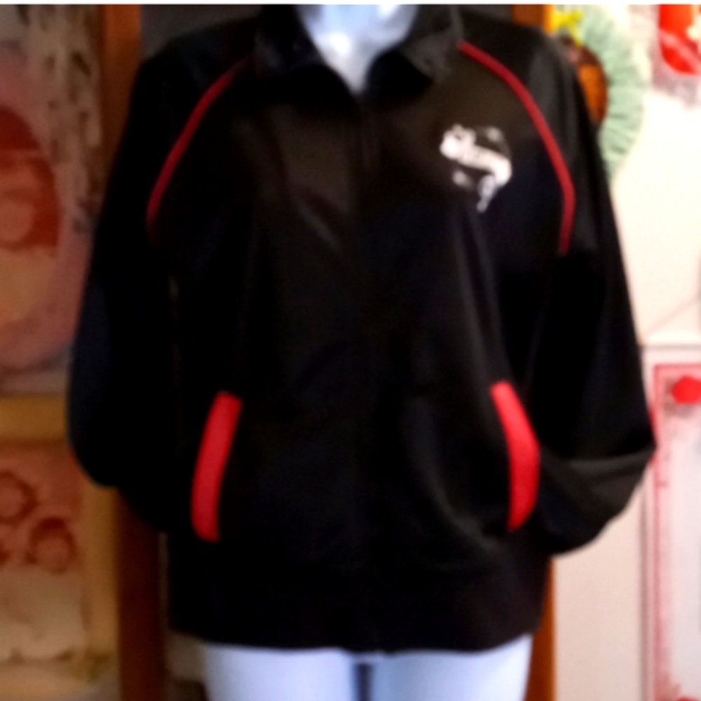 NWOT,Black,Hurley Jacket with Beautiful Pink & White Rose Design on the Back 🌹